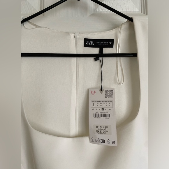 ZARA Squared Neck Mini Dress NWT Large - Picture 4 of 12